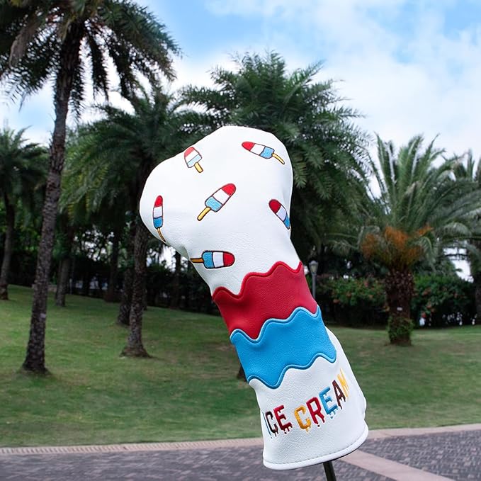 Montela Golf Club Covers Ice Cream Golf Driver Cover Fariway Wood Headcover Hybrid Covers 3 Wood Headcover Golf Head Cover for Odyssey Scotty Cameron Taylormade