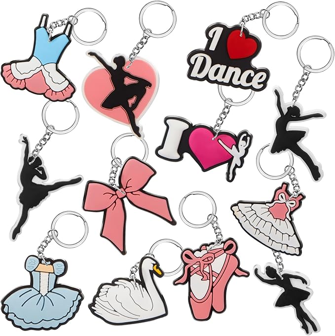 Batiyeer 36 Pack Dance Keychains Bulk Party Favors Sports Ball Key Chains Funny Keyring Gifts for Women Men Birthday Supplies