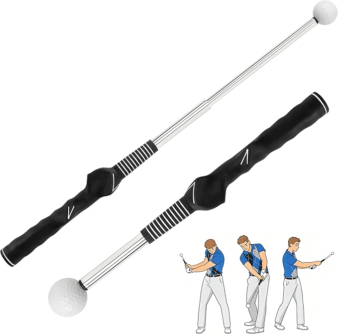 Retractable Golf Swing Trainer with Instant Click Sound Feedback, Pro-Level Golf Training Aid for Indoor Outdoor Practice,Golf Grip Trainer for Golfers to Improve Swing Consistency & Accuracy