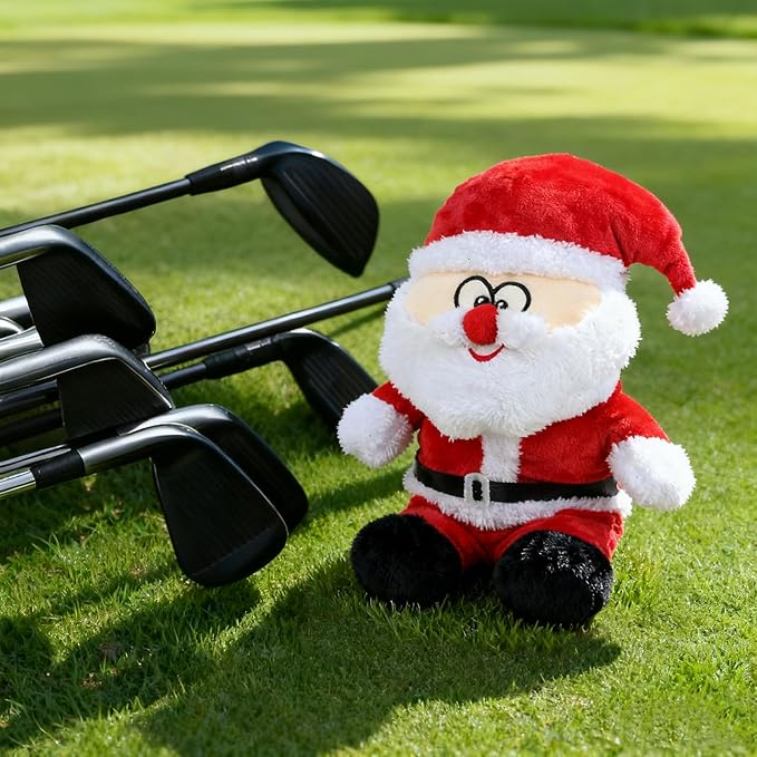 Christmas Golf Club Covers, Fun Plush Headcovers with Soft Protection for Fairway Wood Clubs, Festive Golf Gift for Men and Women