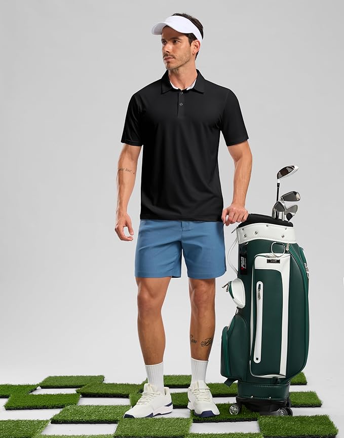 Golf Shirts Heather Polo Short Sleeve Dry Fit Lightweight Moisture Wicking Collared Shirts Casual Athletic Business