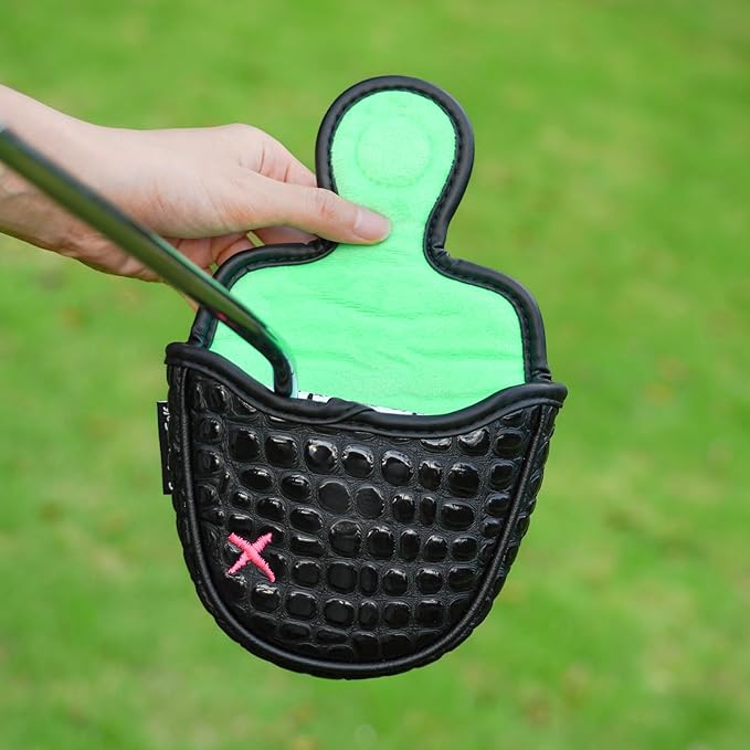 Craftsman Golf DF3 Putter Cover Golf Headcover Center Shaft Birdie Design OZ1 Headcover Mallet Putter Cover with Magnetic Closure for Driver Mid Mallet Putter Heel Shafted