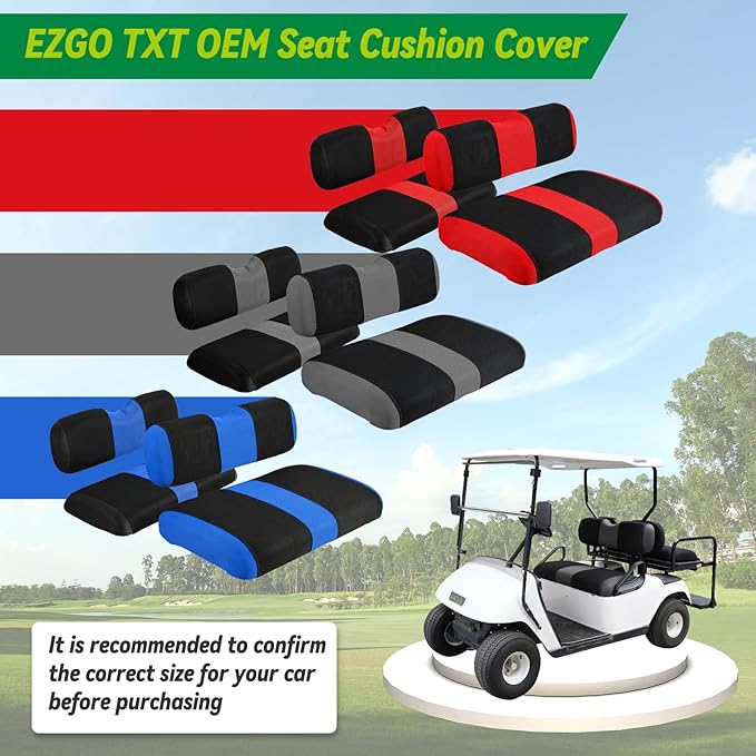 Universal EZGO Golf Cart Seat Covers Dress UP Older Golf Cart, Durable Breathable Material Front and Back Seat Cover Fit for EZ GO TXT, Easy to Install, Machine Washable