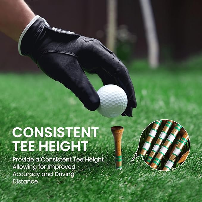FINGER TEN Golf Tees Wood for Men Wooden Tee 1 1/2 2 3/4 3 1/4 Inch Western Birch Value 100 Pack, Reduce Friction Spin Tall Sturdy Base for Stability Long-Lasting Durability
