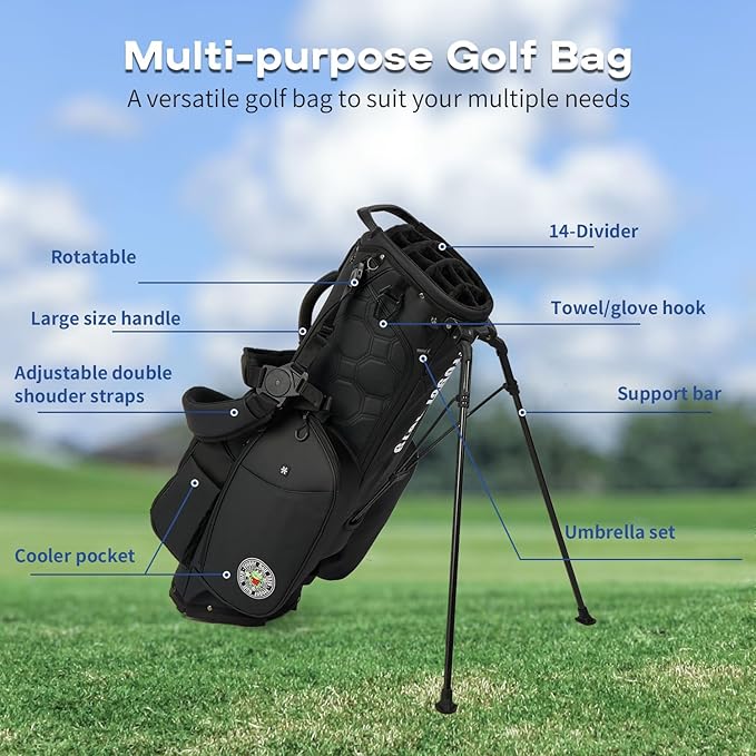 Golf Stand Bag - Lightweight Golf Bags for Men & Women, Standing Golf Bag Holds 14 Golf Clubs - 14-Way Dividers with Premium Materials & Magnetic Pocket
