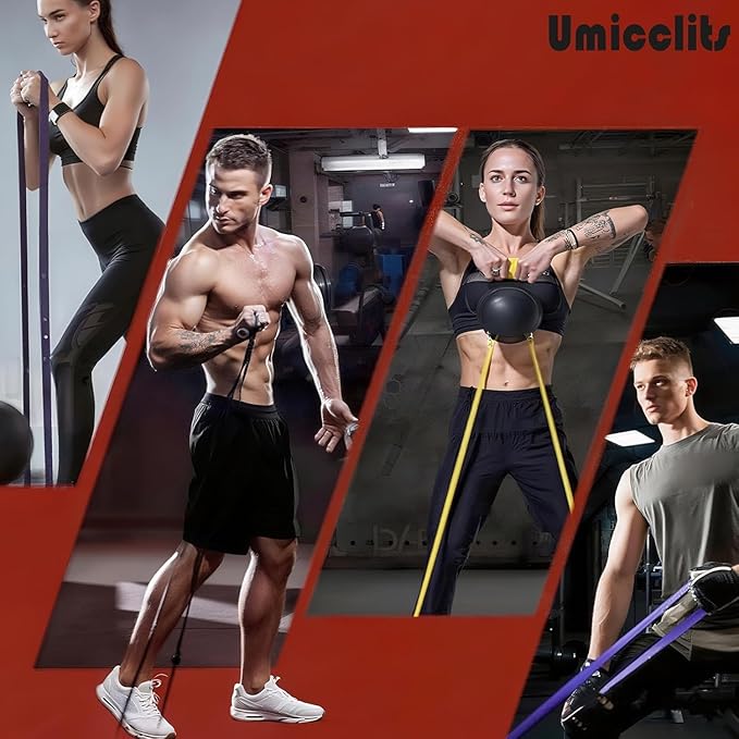 Resistance Bands for Working Out, 4-Levels Pull Up Bands Set, Stretch Bands for Exercise, Body Stretching, Muscle Training, Physical Therapy for Men Women, Carry Bag Included