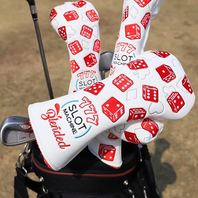 Golf Club Covers Lucky 777 Blade Putter Headcover Golf Driver Covers Fairway Wood Headcover Hybrid Head Cover Blade Putter Cover Leather 3 Wood Headcovers Golf Headcovers for All Brand