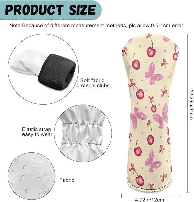 Golf Club Head Covers for Club Protective, Waterproof PU Leather Driver Fairway Wood Hybrid Head Cover