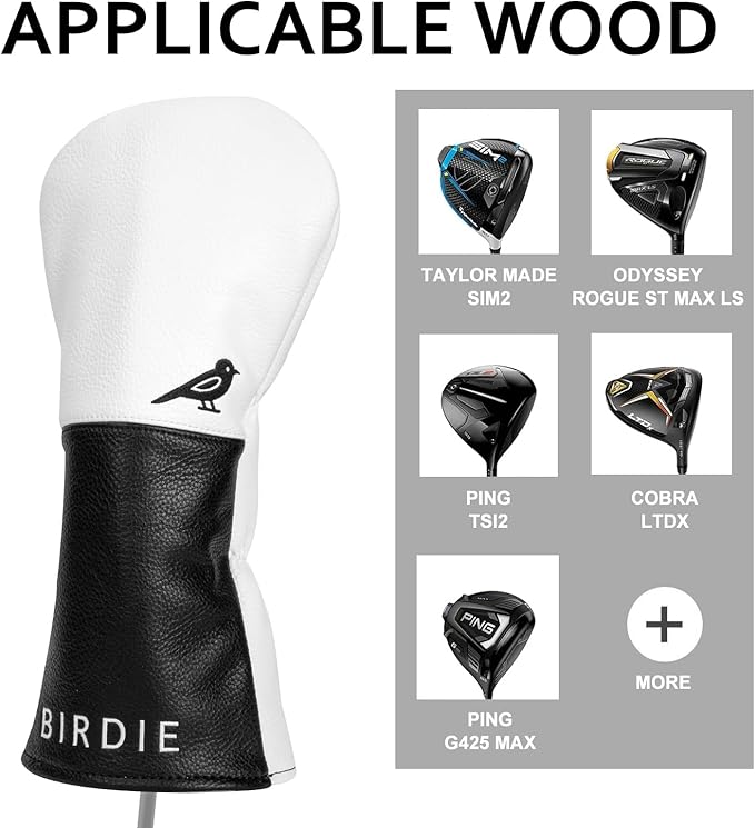 White Black Style Golf Driver, Fairway Woods & Hybrids Headcover Set
