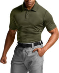CQR Men's Polo Shirts, Tactical Short Sleeve Golf Performance Shirts, Lightweight Dry Fit UPF 50+ Pique