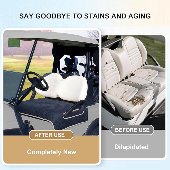 Universal Heated Golf Cart Seat Cover - Waterproof Golf Cart Heater Accessory w/ 4-Zone Warmth, 3 Heat Levels, USB/Type-C & 12V Plug for EZGO/Yamaha/Club Car (Black)