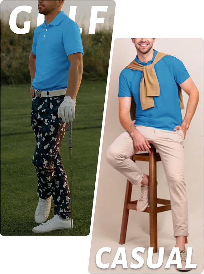 TACVASEN Mens Golf Shirt Dry Fit Mens Polo Shirts Short Sleeve Performance Golf Polos for Men with Collar Work Shirts