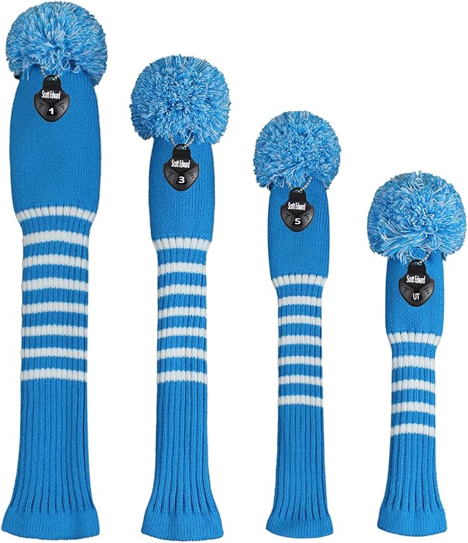 Scott Edward 1/3/4PCS Multi-Style Optional Individualized Knit Golf Club Head Covers, Driver Wood(460cc) Fairway Wood and Hybrid(UT)，for Male/Female Golfers,Custom