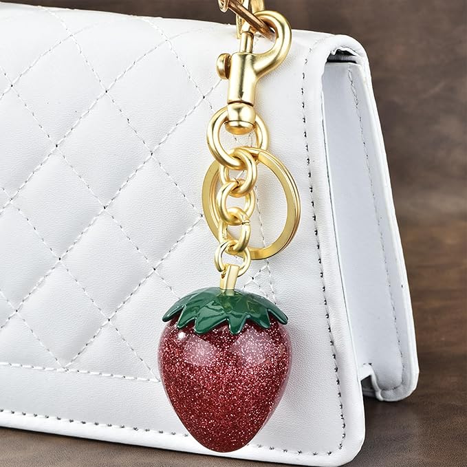 Fruit Bag Charm Purse Charms Keychain Strawberry Cherry Accessories Keychain For Women Birthday Valentine Day Gifts