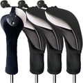 FINGER TEN Golf Club Head Covers Woods Hybrids 1/2/3/4 Pack, Headcovers Men Women 3 5 7 X with Interchangeable Number Tag, Fit All Wood Hybrid Clubs