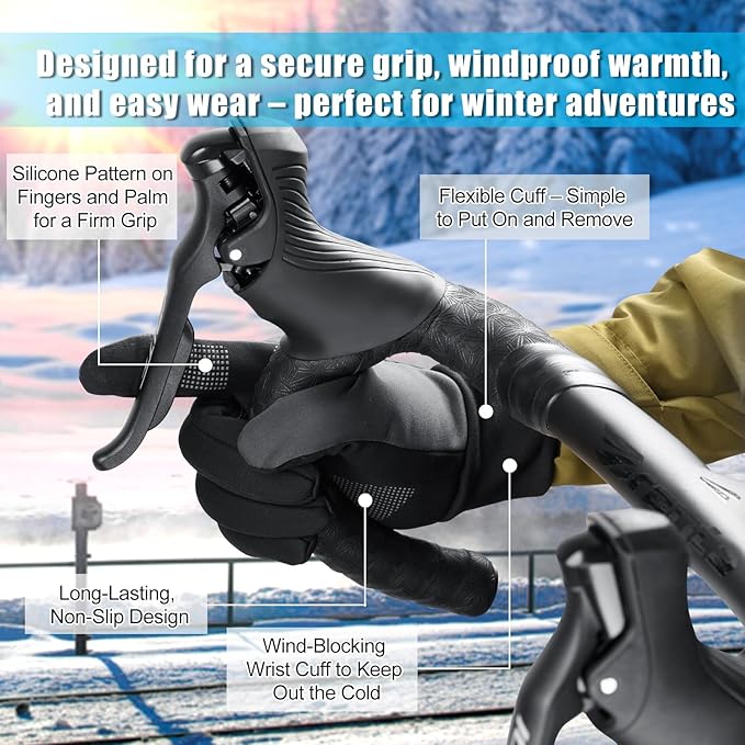 Cierto Winter Gloves Men Women: Touch Screen Thermal Cold Weather Gloves,Mens Womens Windproof Warm Gloves for Running Hiking Cycling Driving