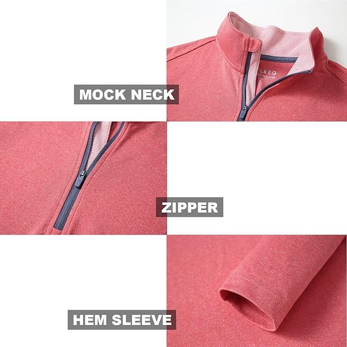 M MAELREG Quarter Zip Golf Pullover Men Dry Fit Long Sleeve Performance Wicking Mock Neck 1/4 Zip Pullover Mens Sweatshirt