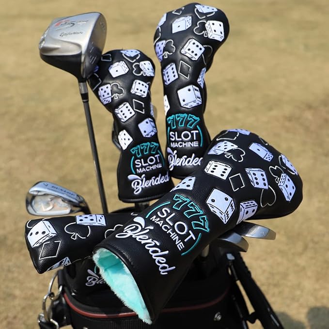 Golf Club Covers Lucky 777 Blade Putter Headcover Golf Driver Covers Fairway Wood Headcover Hybrid Head Cover Blade Putter Cover Leather 3 Wood Headcovers Golf Headcovers for All Brand