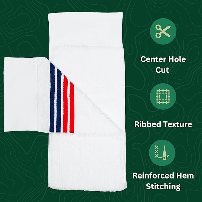 The Tour Towel | Large Golf Caddy Towel Terry Cloth, Absorbent 19" x 44", Center Cut, Perfect Hang Golf Cart Accessory and Golf Bag, Multiple Colors
