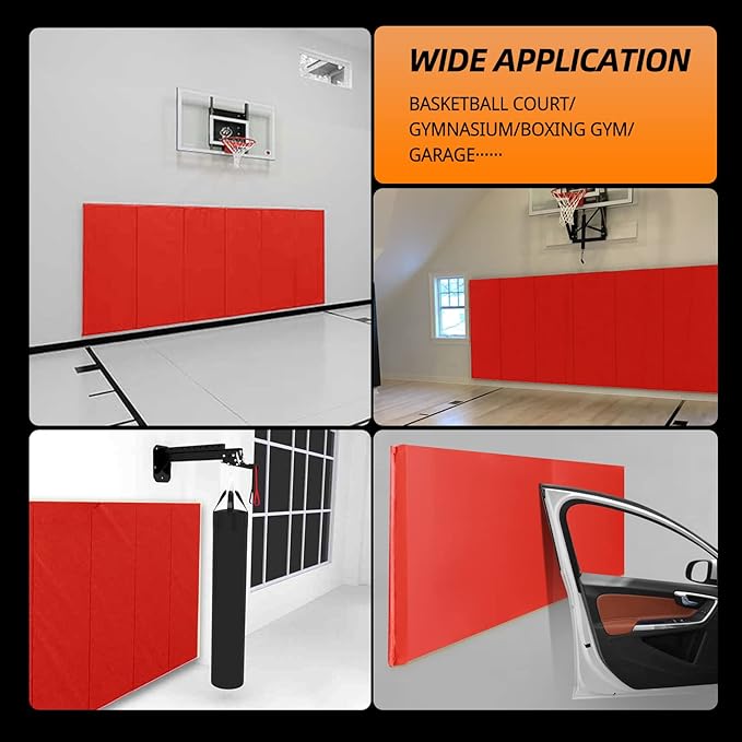 PROGOAL Gym Wall Paddings Basketball Court Wall Protection Pad - 2”Thick Foam Wall Mat Durable Protector for Wall-Mounted Basketball Hoops Garage Taekwondo（60" Lx20 W）