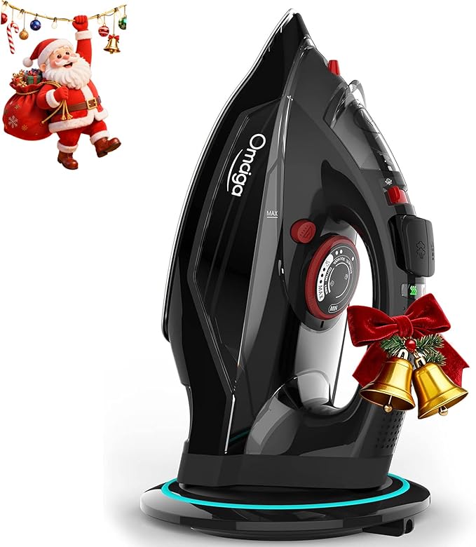 Cordless Iron for Clothes, 1500W Steam Iron with Non-Stick Ceramic Soleplate, Auto Shut Off, Self-Clean, Burst of Steam, Anti-calc, 3 Temperature Settings, 11.84oz Water Tank, Black