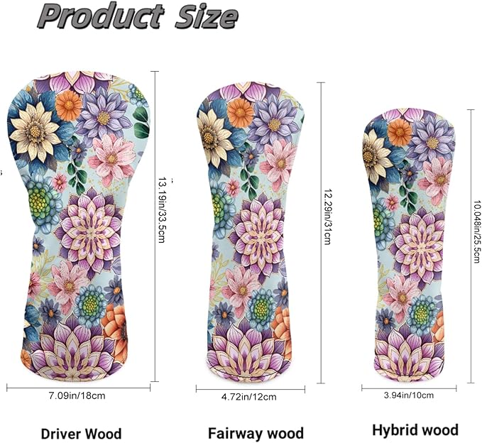 Golf Club Head Covers for Club Protective, Waterproof PU Leather Driver Fairway Wood Hybrid Head Cover