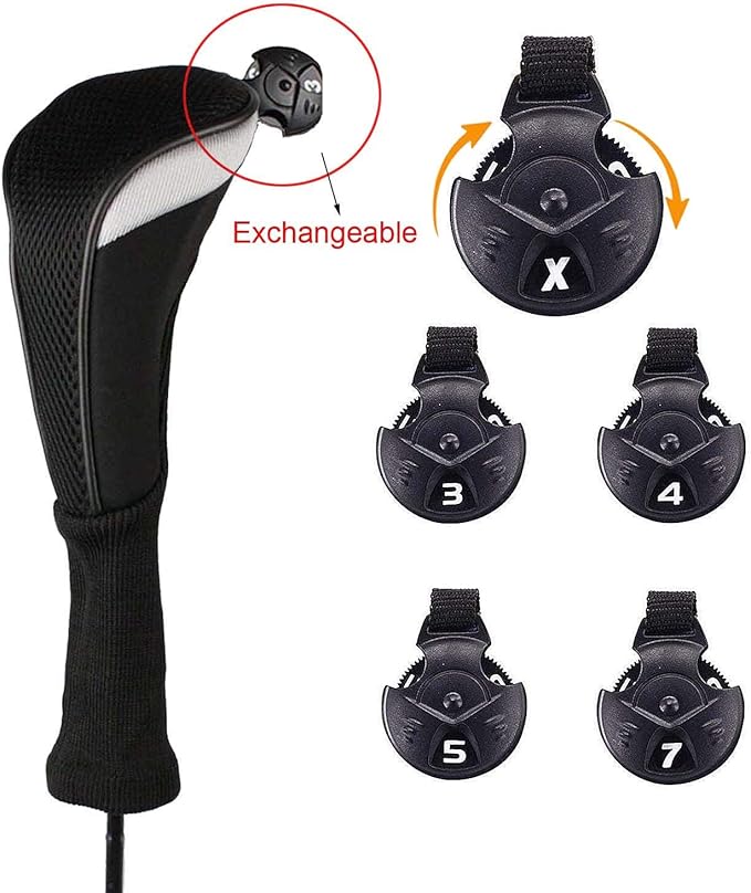 Golf Club Head Covers for Woods and Driver Hybrids Fairway Value Pack Protective Clubs Headcovers with Interchangeable No.Tags 1 3 5