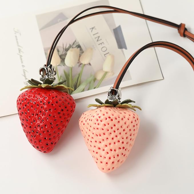 Cherry Bag Charm, Cute Strawberry Fruit Bags Charm Purse Charms Keychain Women Bag for Handbag
