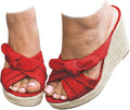 Womens Espadrilles Wedge Sandals Slides Platform Slip on Bow Knot Open Toe Summer Mules Shoes