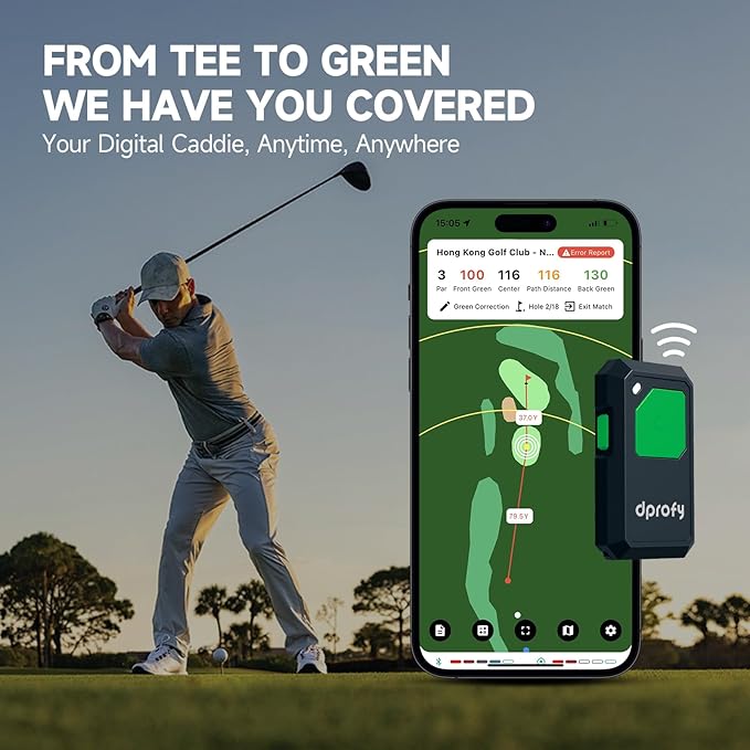 Dprofy Golf GPS Range Finder Work with Dprofy APP, 2Pcs Golf GPS Devices with Voice Output Course and Hole Distance Information, Support Two People Use