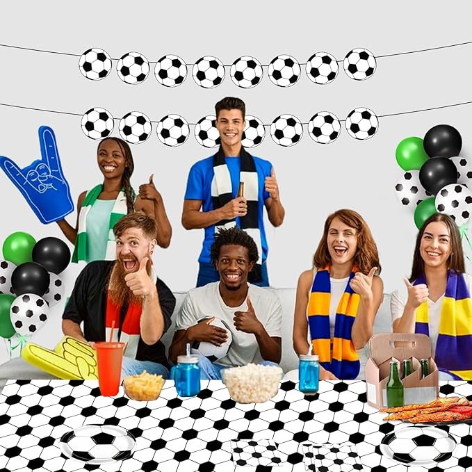 4 Pieces Soccer Tablecloths - Soccer Birthday Party Decorations Soccer Table Cloth Soccer Tablecloth Plastic Table Cover for Sports Soccer Theme Party Decorations, 54 x 108 Inch