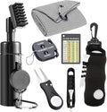7Pcs Golf Accessories Kit, Include Golf Club Cleaner Towel Ball Bag Divot Tool Score Counter Range Chart Card Tee Elevator
