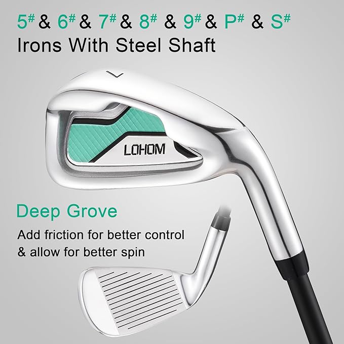 11 Pcs Women's Complete Golf Club Sets Right Hand with 14 Way Golf Cart Bag, Includes 460cc Alloy #1 Driver & #3 Fairway Wood & #4 Hybrid /#6/#7/#8/#9/#P/#S Irons & Putter
