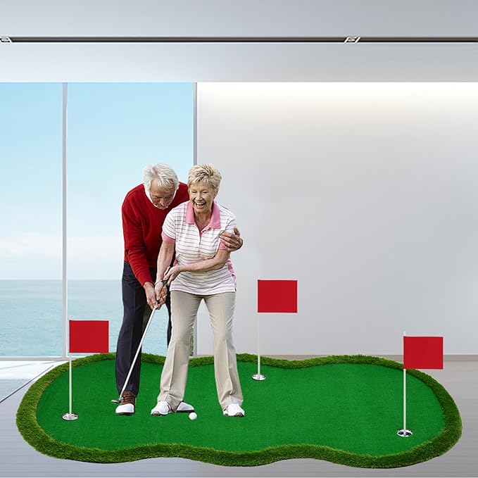 Nice C Putting Green Indoor, Putting Green, Golf Simulators for Home, Golf Putting Mat, Putting Mat Putting Green Outdoor, Challenge Putting Cup, 3 Holes, Flags, and Slope