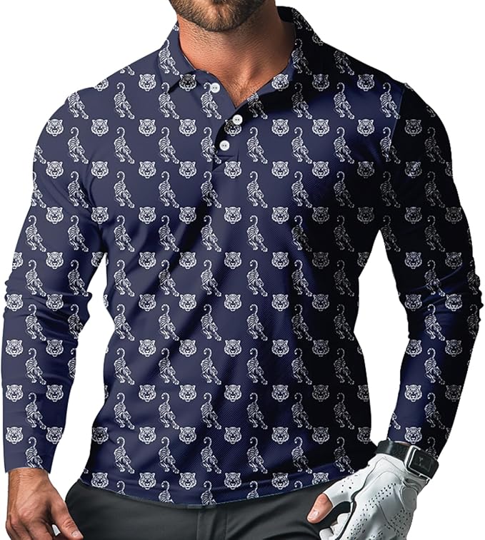Men's Long Sleeve Golf Shirt Quick Dry 3 Button Work Fishing Outdoor Casual Collar Shirt