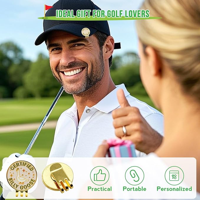 Funny Certified Goose Golf Ball Marker, Unique Magnetic Hat Clip for Golfers, Cool Golf Accessories for Men Women Golf Lovers