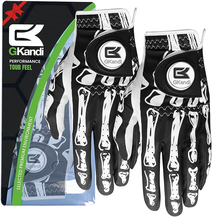 Golf Gloves Men Right Handed Golfer Left Hand Leather Stylish Value 2 Pack with Ball Marker, Mens Golf Glove All Weather Grip, Size Small Medium ML Large XL