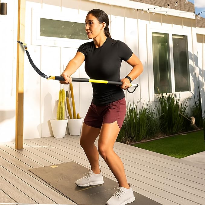 Shappy 1 Set Golf Swing Trainer Set - Sport Practice Aid System for Improving Swing Mechanics Core Strength Muscle Memory - Including Training Stick, Door Anchor, Resistance Band & Safety Strap
