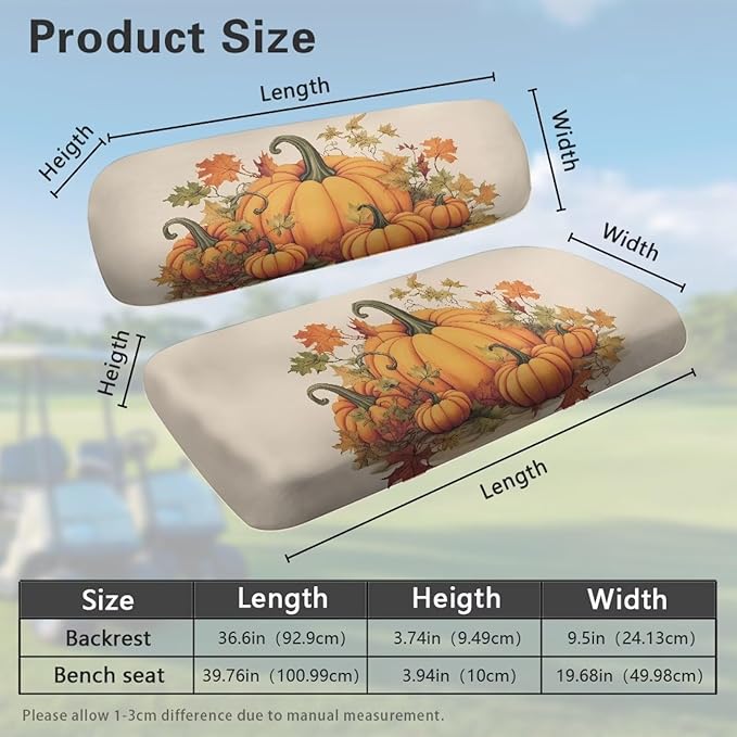 Golf Cart Seat Covers, Universal Fit & Nonskid Bottom Fits for Club Car 2 Person Seats Golf Carts