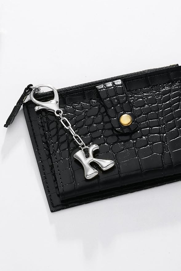 Gold Bubble Initial Keychain Charm for Women Chunky Bag Purse Charms A-Z Letter Key Chains for Handbag Accessories