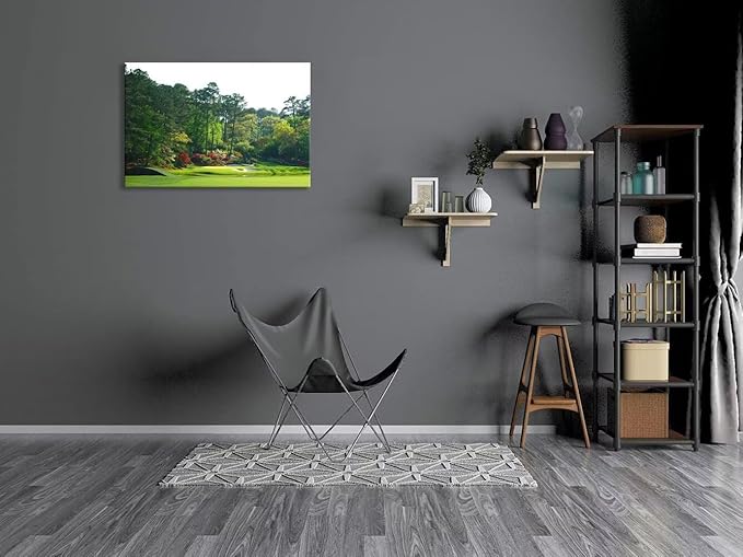 Augusta Golf Course Wall Art Golf Course Picture Poster Canvas Prints - Golf Wall Decor for Living Room Bedroom Home Decorations Framed Artwork Ready to Hang(12''H x 16''W)