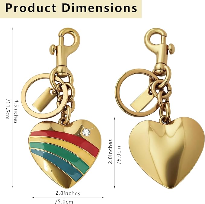 Heart Bag Charm, Gold Bag Charms for Handbags, Heart Keychain for Women, Gift for Lover Valentine