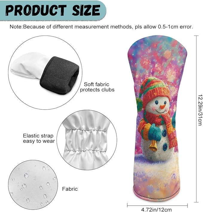 Golf Club Head Covers for Club Protective, Waterproof PU Leather Driver Fairway Wood Hybrid Head Cover