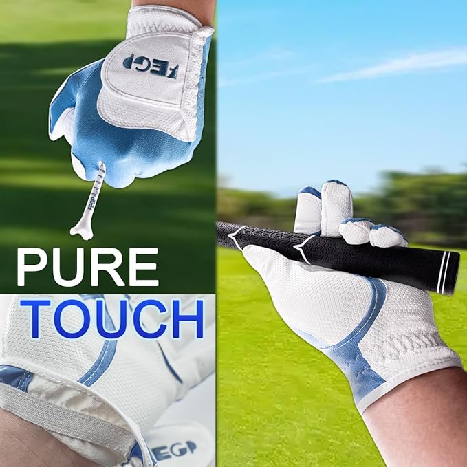 Golf Glove, Men's Players,Left Handed Glove,Japan New Synthetic Leather,resisti Flexible. Stretchy Lycra,Breathability Works Well, Fit, Durable. Value 2 - Pack Golf Gloves.Size M-L-XL