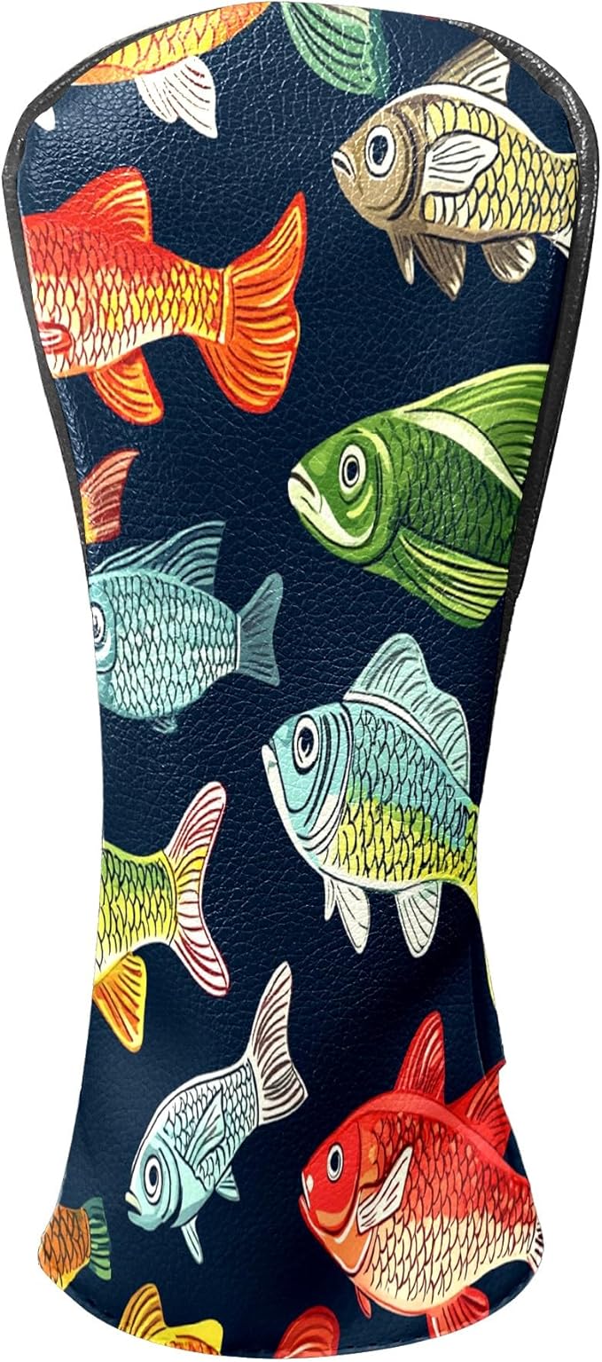 Golf Driver Head Covers Fairway Wood Headcovers, Premium Leather Golf Club Covers with Anti-Scratch Lining 1/3/5 Wood Cover for Golf Clubs for Women Men (Marble Blue)