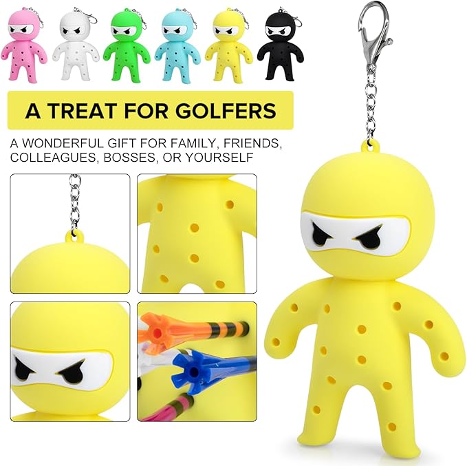 Golf Tee Holder, Ninja Portable Funny Golf Tees Holder Keychain Golf Gift Golf Accessories for Men & Women