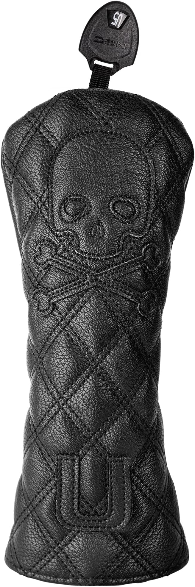 Golf Club Covers – Driver Headcover, Black Skull Leather, Fairway Wood & Hybrid, 3 Wood Headcover, Waterproof Easy-Clean, Universal Fit