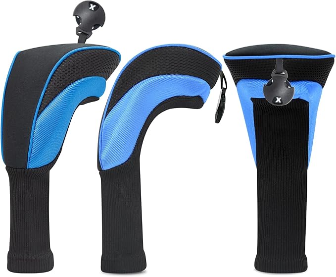 Golf Head Covers for Fairway Woods Driver Hybrids 5 Pieces Nylon Mesh Sports Fan Golf Club Headcovers-Golf Accessories for Men Women.