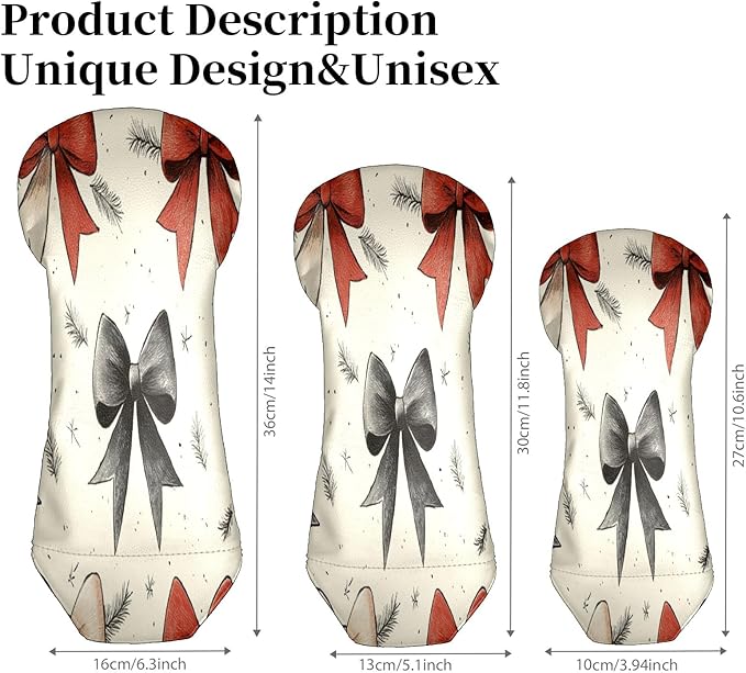 Funny Butterfly Colorful Golf Head Covers for Driver, Fairway, Hybrid & 3 Wood Premium PU Leather with Soft Velvet Lining Waterproof & Scratch-Resistant Unique Golf Gift for Men & Women