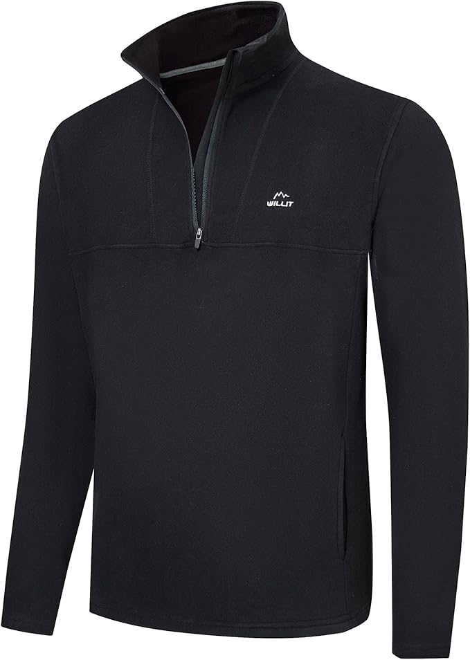 Willit Men's Winter Shirts Fleece Pullover with Pocket Quarter Zip Cold Weather Golf Hiking Casual Warm Shirts Long Sleeve